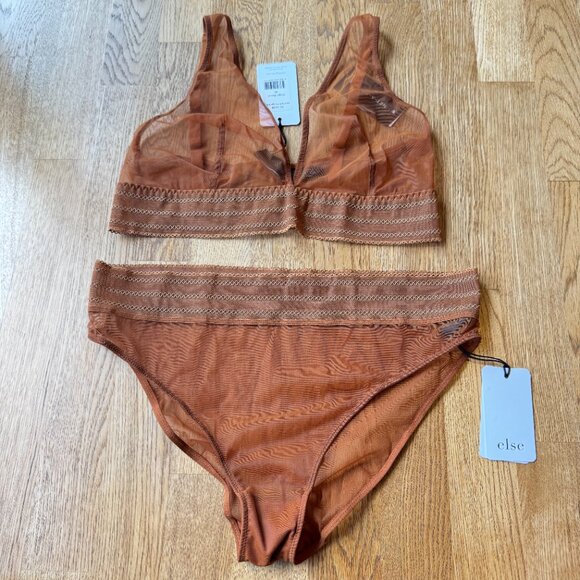 Net-a-Porter Else Intimate Set Bra Panties Ginger Biscuit Size XL NWT - Picture 1 of 10